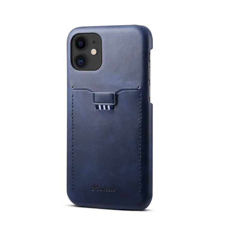 PEELCAS PCK011 PU Leather + PC Hard Case with Pull-out Card Slot for iPhone 11 6.1-inch - Dark Blue-1