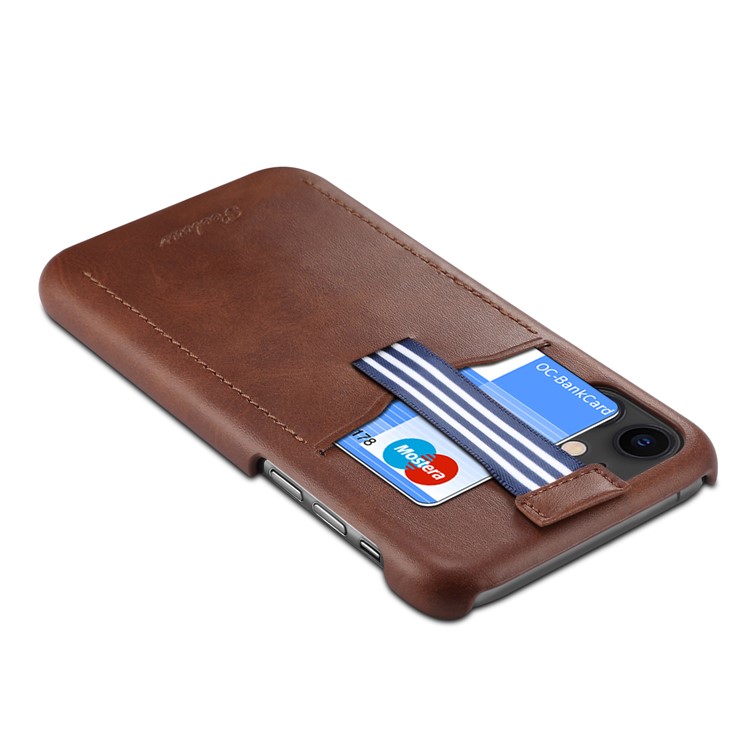 PEELCAS PCK011 PU Leather + PC Hard Case with Pull-out Card Slot for iPhone 11 6.1-inch - Coffee-3