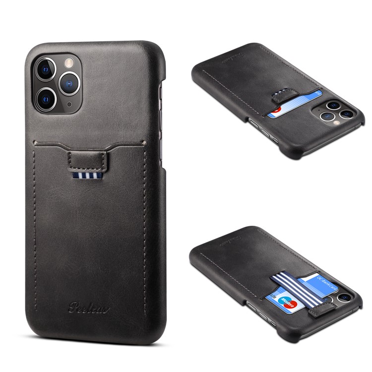 PEELCAS PCK011 PC + PU Leather Phone Hard Case with Pull-out Card Slot for iPhone 11 Pro Max 6.5 inch - Black