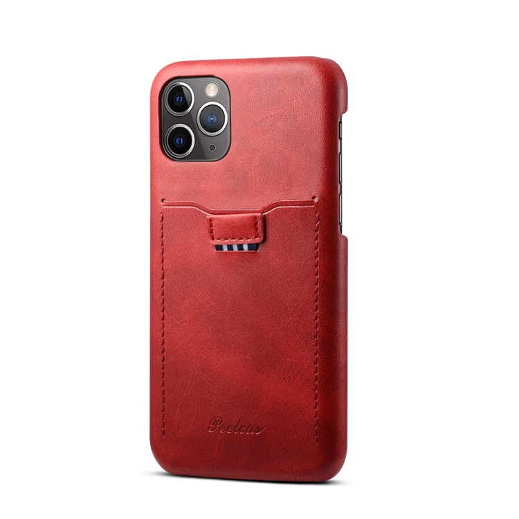 Caso Difícil PEELCAS PCK011 PC + PU Telefone De Couro Com Slot Para Cartão De Pull-out Para Iphone 11 Pro Máximo De 6,5 Polegadas - Vermelho-1