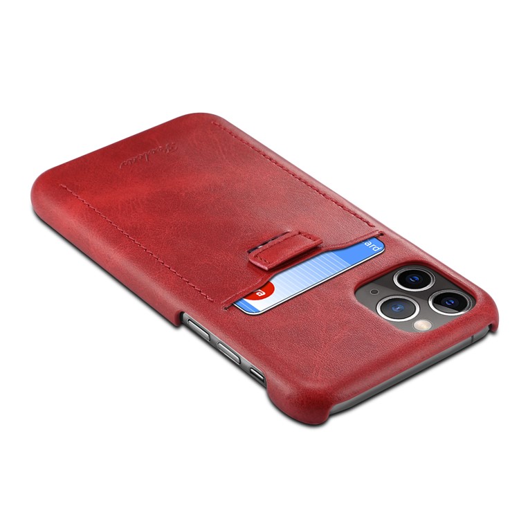 Caso Difícil PEELCAS PCK011 PC + PU Telefone De Couro Com Slot Para Cartão De Pull-out Para Iphone 11 Pro Máximo De 6,5 Polegadas - Vermelho-3