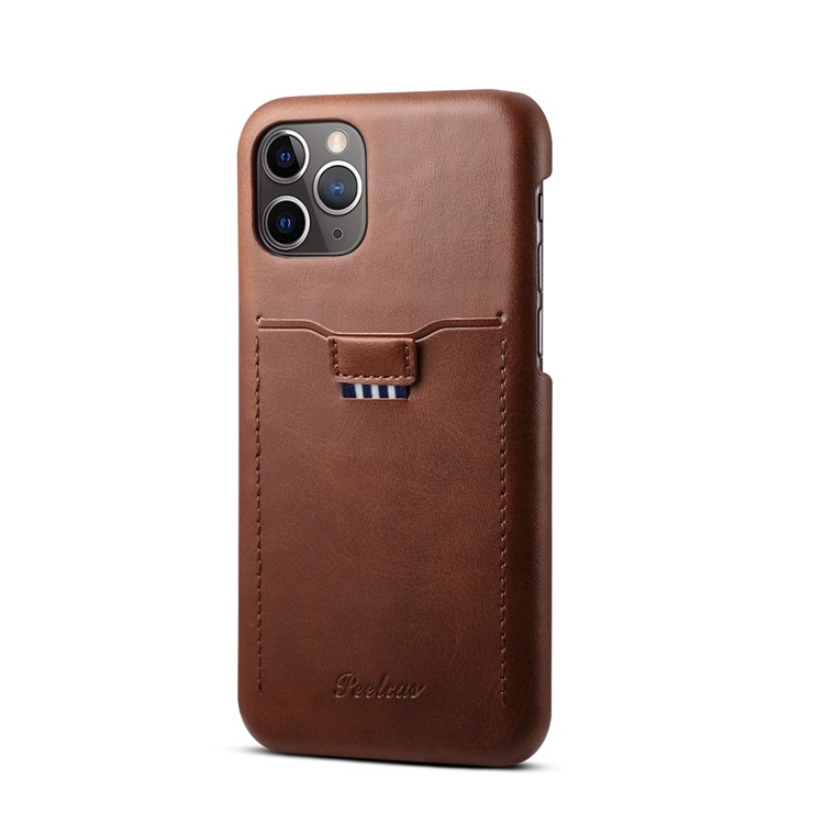PEELCAS PCK011 PC + PU Leather Phone Hard Case with Pull-out Card Slot for iPhone 11 Pro Max 6.5 inch - Coffee-1