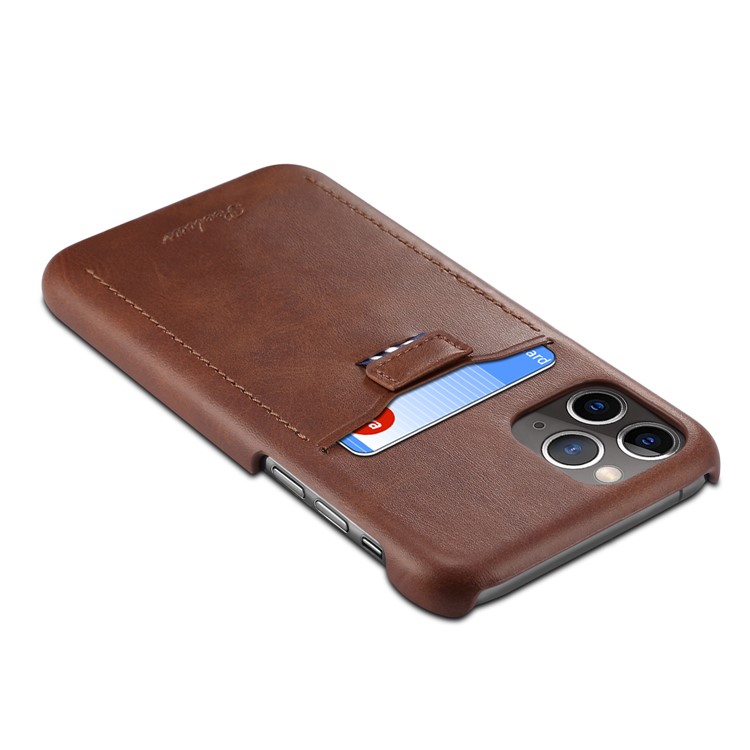 PEELCAS PCK011 PC + PU Leather Phone Hard Case with Pull-out Card Slot for iPhone 11 Pro Max 6.5 inch - Coffee-3