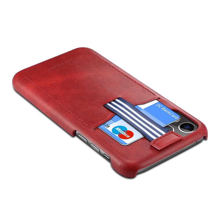 PEELCAS PCK011 PU Leather + PC Hard Phone Cover Case with Pull-out Card Slot for iPhone 11 Pro 5.8-inch - Red-4