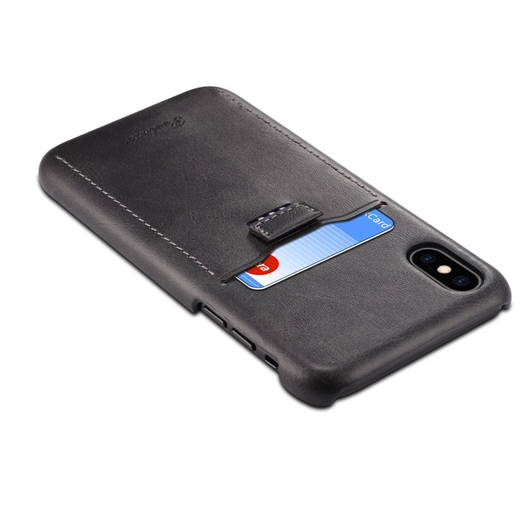 PEELCAS PCK011 Series Leather Coated Hard PC Card Holder Phone Case for iPhone X/XS 5.8 inch - Black-4