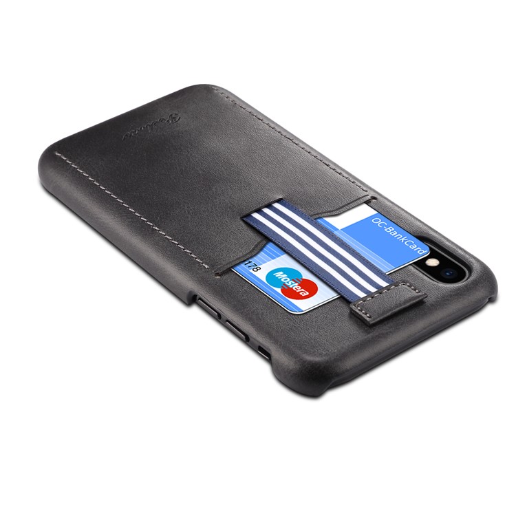 PEELCAS PCK011 Series Leather Coated Hard PC Card Holder Phone Case for iPhone X/XS 5.8 inch - Black-5