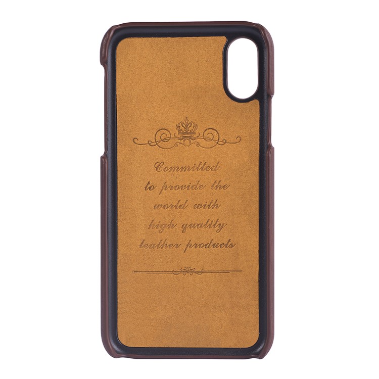 PEELCAS PCK011 Series Leather Coated Hard PC Card Holder Phone Case for iPhone X/XS 5.8 inch - Coffee-5