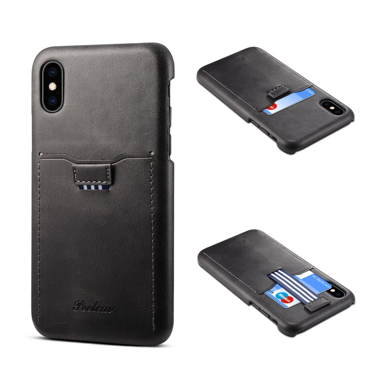 PEELCAS PCK011 Series PU Leather PC Business Phone Case with Card Holder for iPhone XS Max 6.5 inch - Black-1
