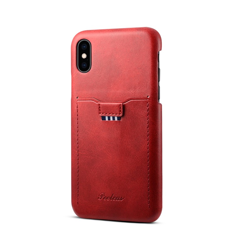 PEELCAS PCK011 Series PU Leather PC Business Phone Case with Card Holder for iPhone XS Max 6.5 inch - Red-1