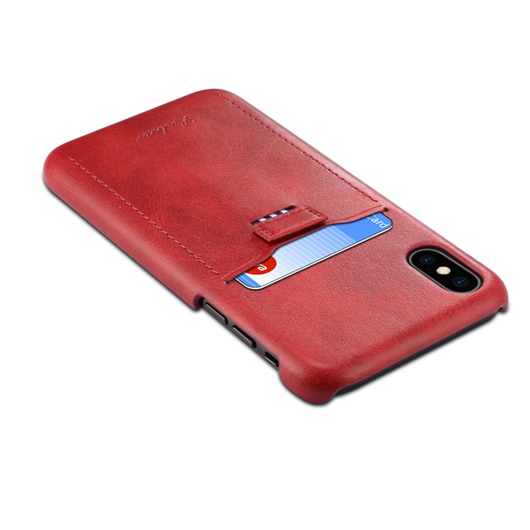PEELCAS PCK011 Series PU Leather PC Business Phone Case with Card Holder for iPhone XS Max 6.5 inch - Red-3