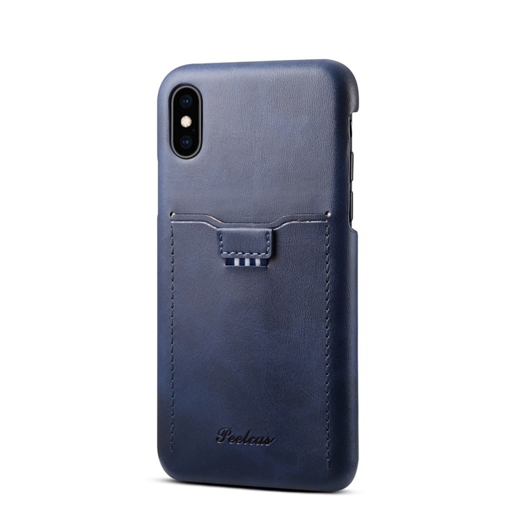 PEELCAS PCK011 Series PU Leather PC Business Phone Case with Card Holder for iPhone XS Max 6.5 inch - Blue-1