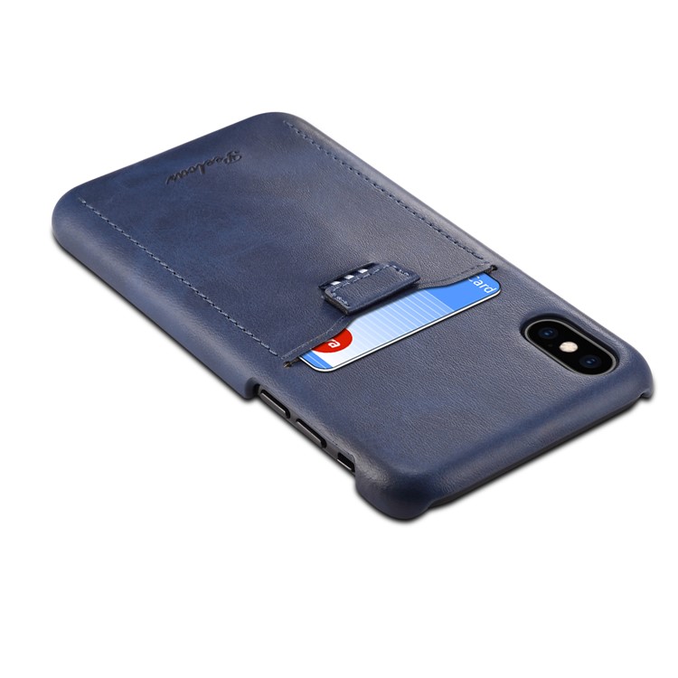 PEELCAS PCK011 Series PU Leather PC Business Phone Case with Card Holder for iPhone XS Max 6.5 inch - Blue-3