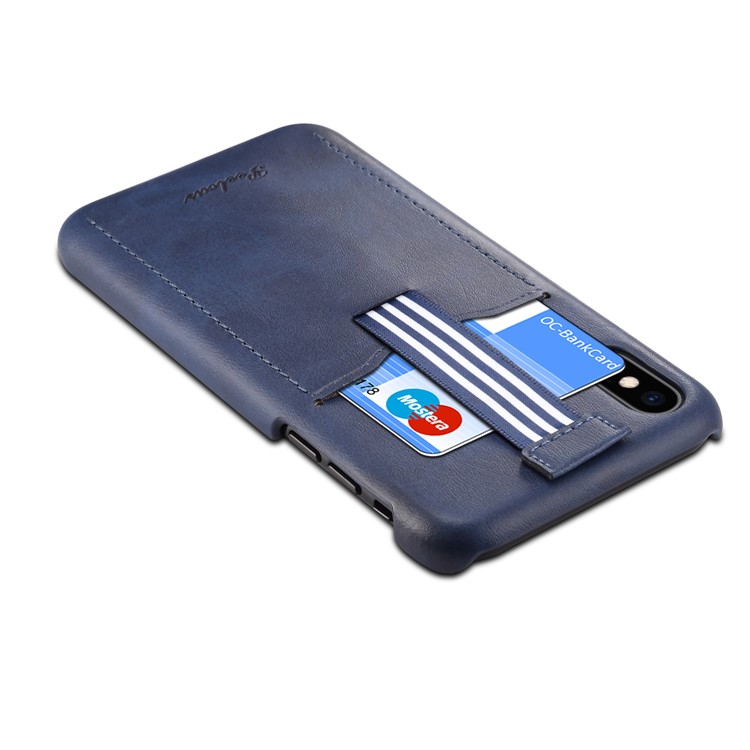 PEELCAS PCK011 Series PU Leather PC Business Phone Case with Card Holder for iPhone XS Max 6.5 inch - Blue-4