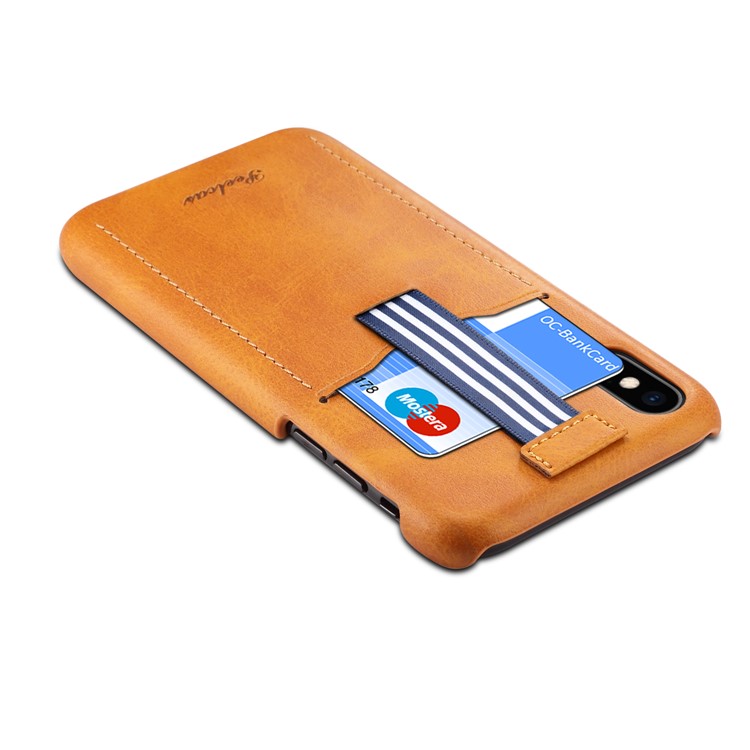 PEELCAS PCK011 Series PU Leather PC Business Phone Case with Card Holder for iPhone XS Max 6.5 inch - Brown-4