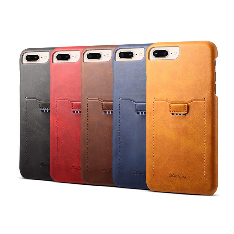 PEELCAS PCK011 Series PU Leather PC Business Phone Shell with Card Holder for iPhone 8 Plus/7 Plus 5.5 inch - Black-7
