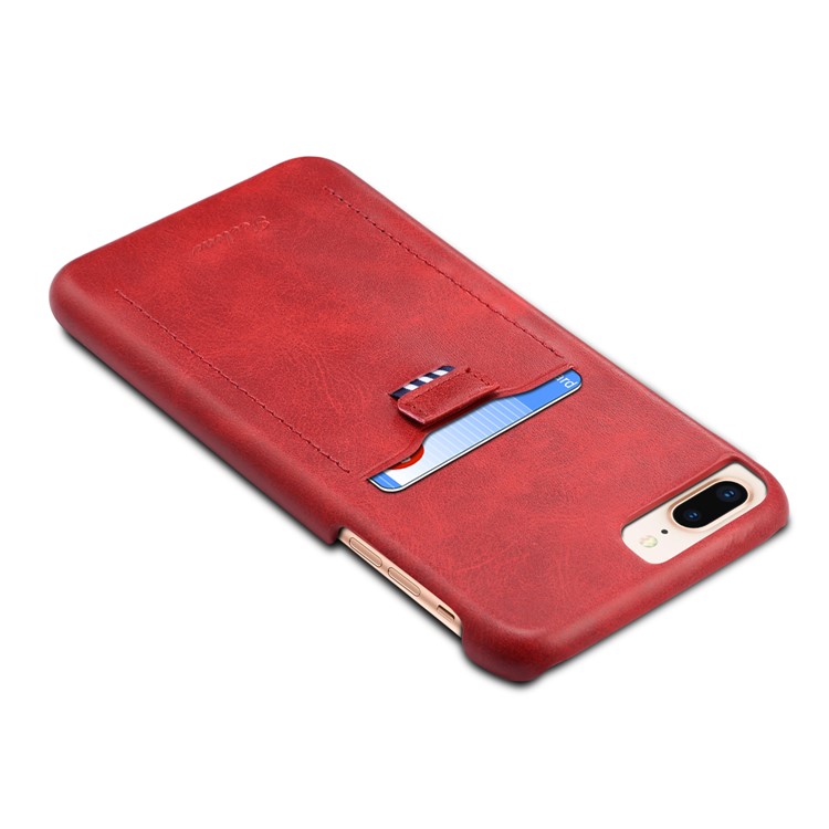 Serie PEELCAS PCK011 PU De Cuero PC Cáscara Del Teléfono De Negocios Con El Portatarjetas Para El Iphone 8 Más / 7 Más 5,5 Pulgadas - Rojo-3