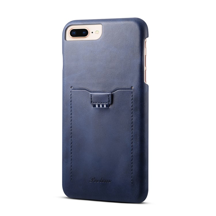 PEELCAS PCK011 Series PU Leather PC Business Phone Shell with Card Holder for iPhone 8 Plus/7 Plus 5.5 inch - Blue-1
