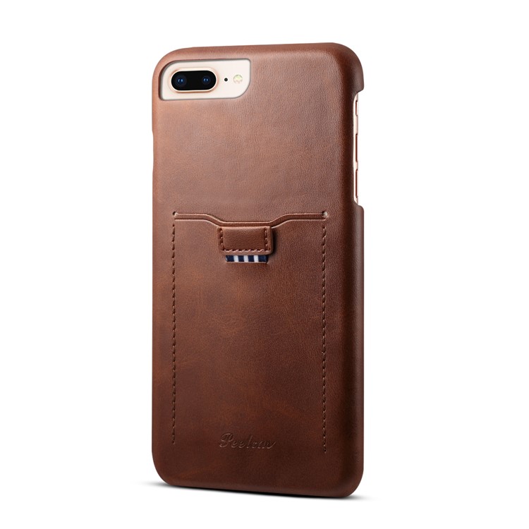 PEELCAS PCK011 Series PU Leather PC Business Phone Shell with Card Holder for iPhone 8 Plus/7 Plus 5.5 inch - Coffee-1