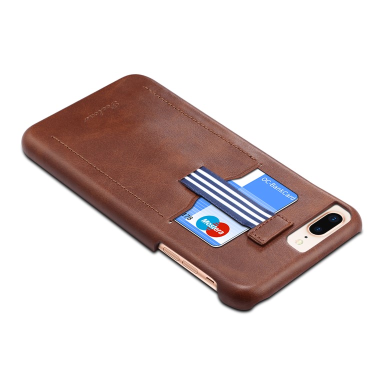 PEELCAS PCK011 Series PU Leather PC Business Phone Shell with Card Holder for iPhone 8 Plus/7 Plus 5.5 inch - Coffee-4