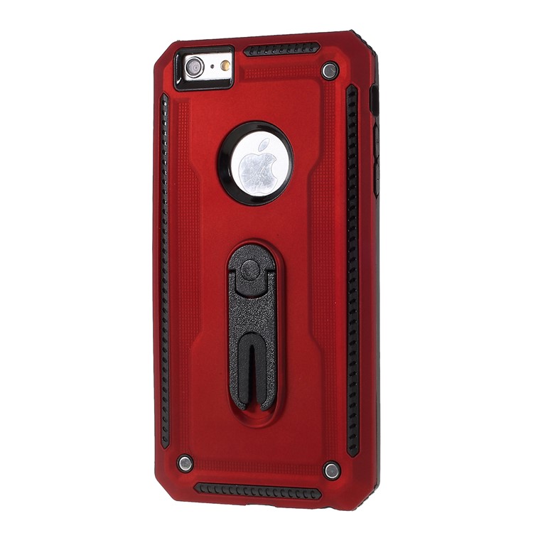 Air Outlet Shockproof Kickstand PC + TPU Hybrid Phone Casing for iPhone 6 Plus/6s Plus 5.5-inch - Red-2