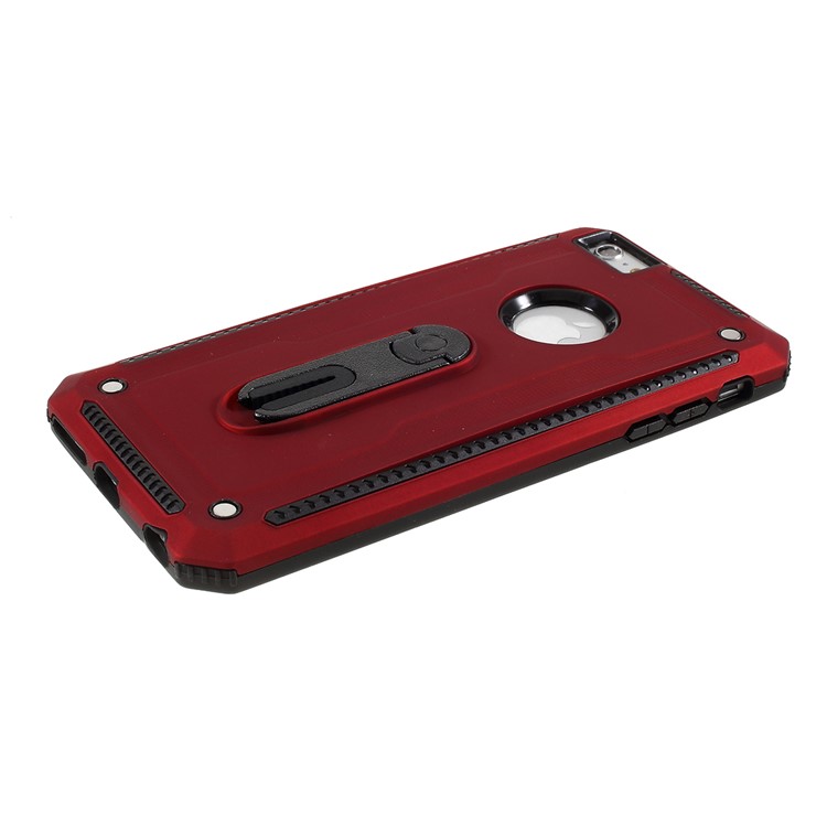 Air Outlet Shockproof Kickstand PC + TPU Hybrid Phone Casing for iPhone 6 Plus/6s Plus 5.5-inch - Red-3