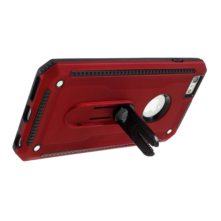 Air Outlet Shockproof Kickstand PC + TPU Hybrid Phone Casing for iPhone 6 Plus/6s Plus 5.5-inch - Red-4