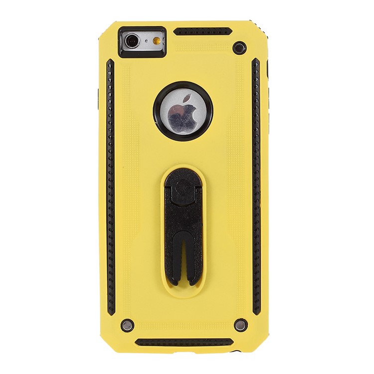 Air Outlet Shockproof Kickstand PC + TPU Hybrid Phone Casing for iPhone 6 Plus/6s Plus 5.5-inch - Yellow-1
