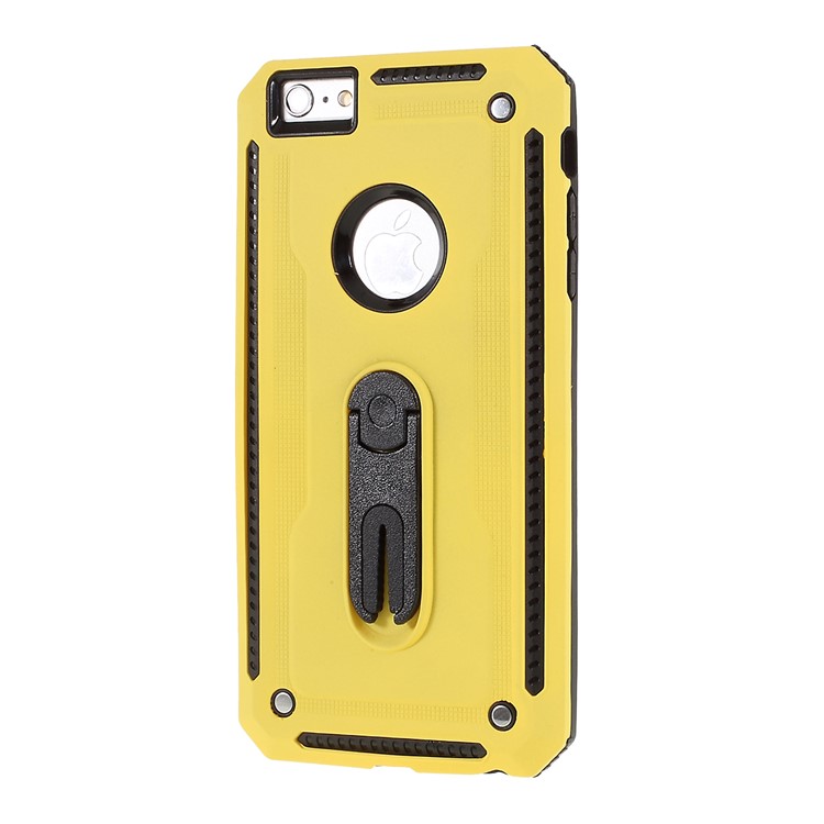 Air Outlet Shockproof Kickstand PC + TPU Hybrid Phone Casing for iPhone 6 Plus/6s Plus 5.5-inch - Yellow-2
