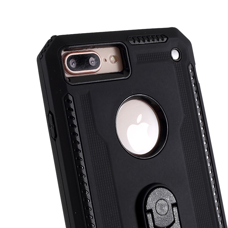 Air Outlet Shockproof Kickstand PC + TPU Hybrid Case Covering for iPhone 7/8 Plus 5.5 inch - Black-2
