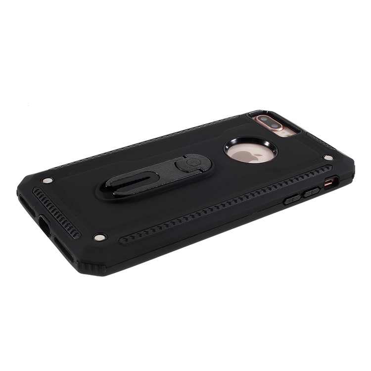 Air Outlet Shockproof Kickstand PC + TPU Hybrid Case Covering for iPhone 7/8 Plus 5.5 inch - Black-3