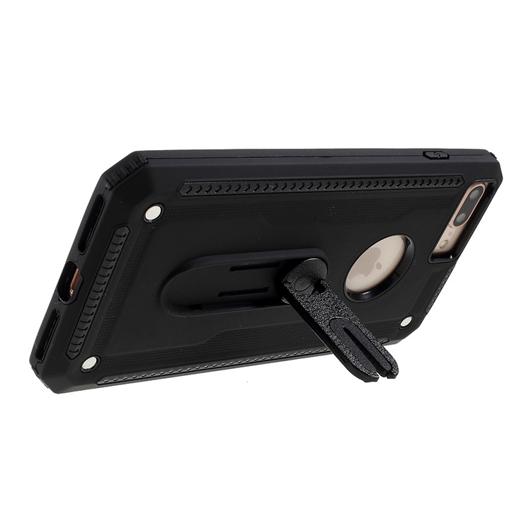 Air Outlet Shockproof Kickstand PC + TPU Hybrid Case Covering for iPhone 7/8 Plus 5.5 inch - Black-5