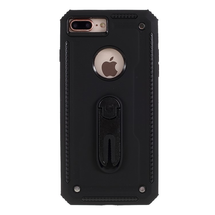 Air Outlet Shockproof Kickstand PC + TPU Hybrid Case Covering for iPhone 7/8 Plus 5.5 inch - Black-6