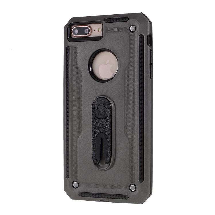 Air Outlet Shockproof Kickstand PC + TPU Hybrid Case Covering for iPhone 7/8 Plus 5.5 inch - Grey-2