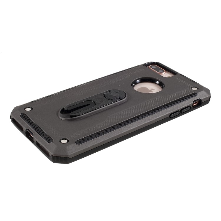 Air Outlet Shockproof Kickstand PC + TPU Hybrid Case Covering for iPhone 7/8 Plus 5.5 inch - Grey-3