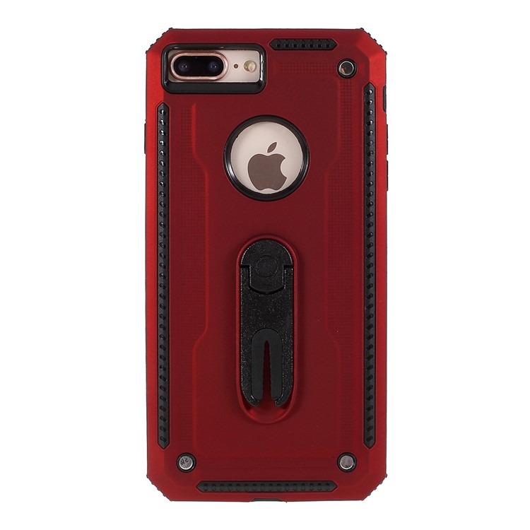 Air Outlet Shockproof Kickstand PC + TPU Hybrid Case Covering for iPhone 7/8 Plus 5.5 inch - Red-1
