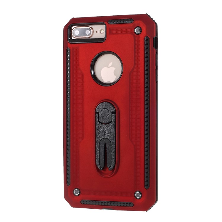 Air Outlet Shockproof Kickstand PC + TPU Hybrid Case Covering for iPhone 7/8 Plus 5.5 inch - Red-2