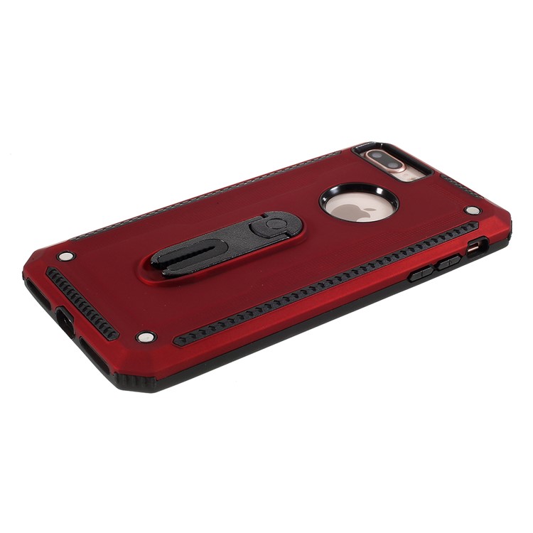 Air Outlet Shockproof Kickstand PC + TPU Hybrid Case Covering for iPhone 7/8 Plus 5.5 inch - Red-3