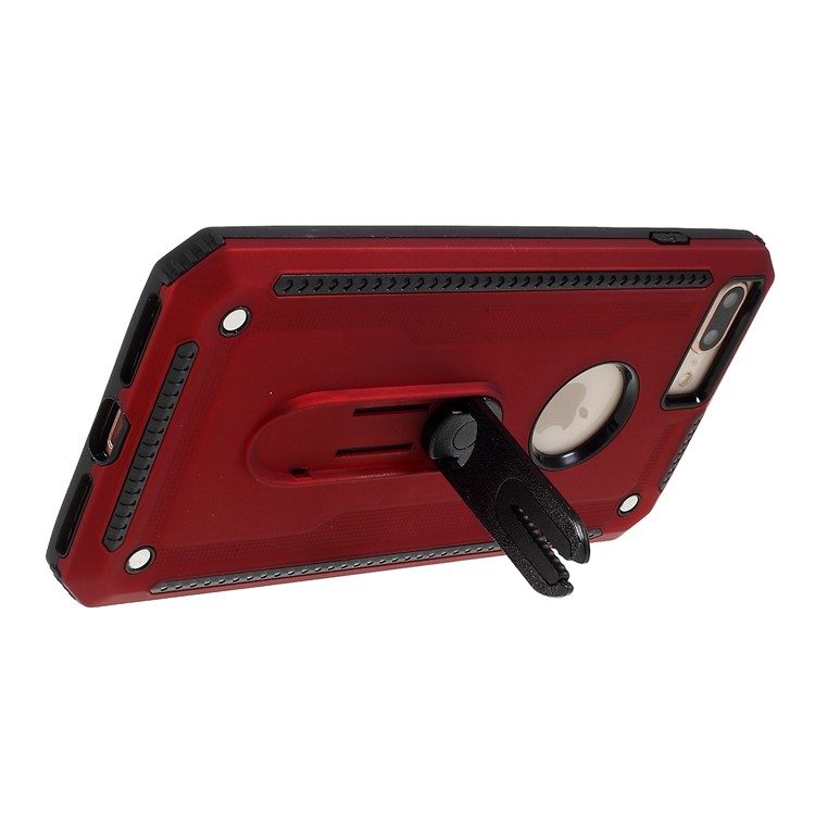 Air Outlet Shockproof Kickstand PC + TPU Hybrid Case Covering for iPhone 7/8 Plus 5.5 inch - Red-4