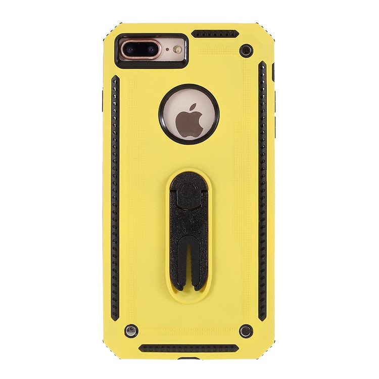 Air Outlet Shockproof Kickstand PC + TPU Hybrid Case Covering for iPhone 7/8 Plus 5.5 inch - Yellow-1