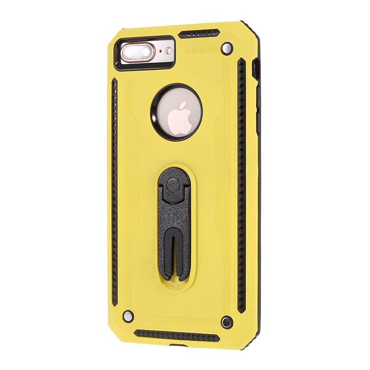 Air Outlet Shockproof Kickstand PC + TPU Hybrid Case Covering for iPhone 7/8 Plus 5.5 inch - Yellow-2