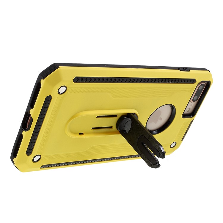 Air Outlet Shockproof Kickstand PC + TPU Hybrid Case Covering for iPhone 7/8 Plus 5.5 inch - Yellow-4