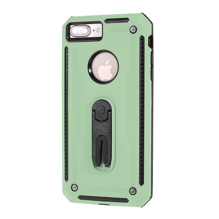 Air Outlet Shockproof Kickstand PC + TPU Hybrid Case Covering for iPhone 7/8 Plus 5.5 inch - Green-2