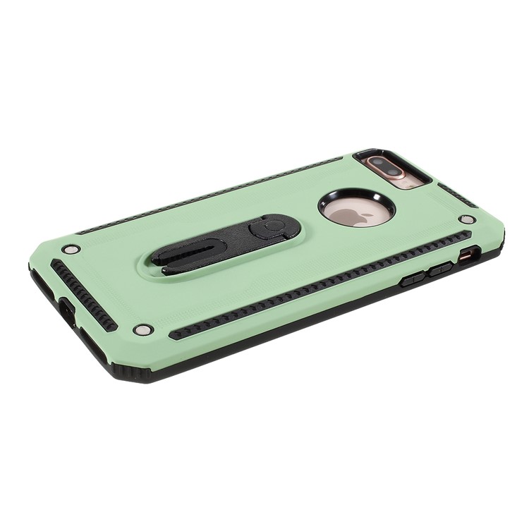Air Outlet Shockproof Kickstand PC + TPU Hybrid Case Covering for iPhone 7/8 Plus 5.5 inch - Green-3