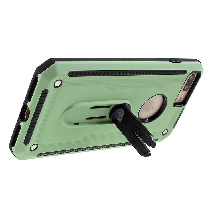 Air Outlet Shockproof Kickstand PC + TPU Hybrid Case Covering for iPhone 7/8 Plus 5.5 inch - Green-4