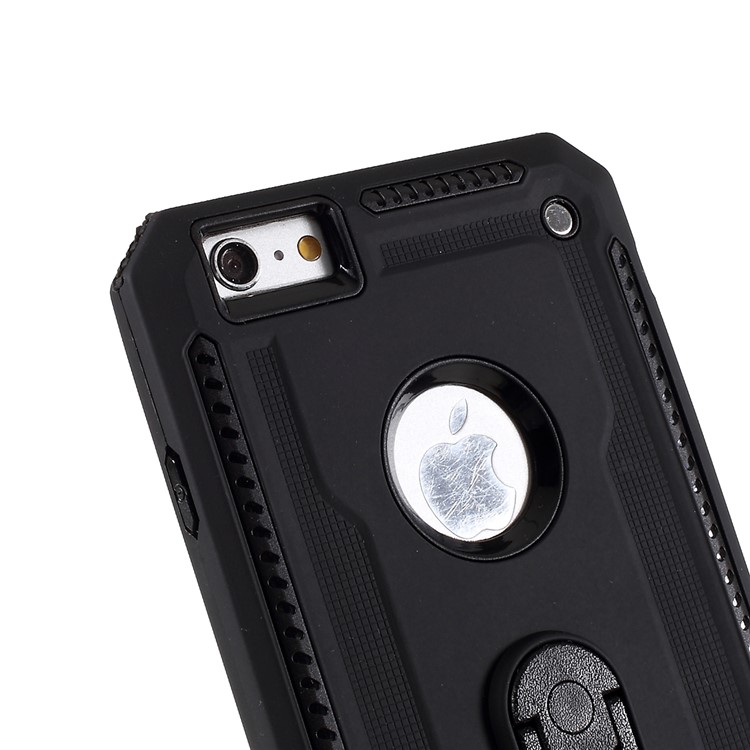 Air Outlet Shockproof Kickstand PC + TPU Cell Phone Cover for iPhone 6/6s 4.7-inch - Black-3