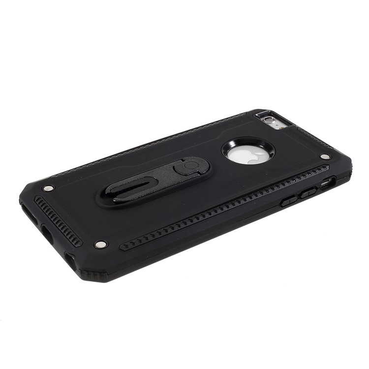 Air Outlet Shockproof Kickstand PC + TPU Cell Phone Cover for iPhone 6/6s 4.7-inch - Black-4