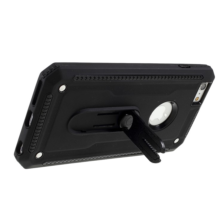 Air Outlet Shockproof Kickstand PC + TPU Cell Phone Cover for iPhone 6/6s 4.7-inch - Black-6