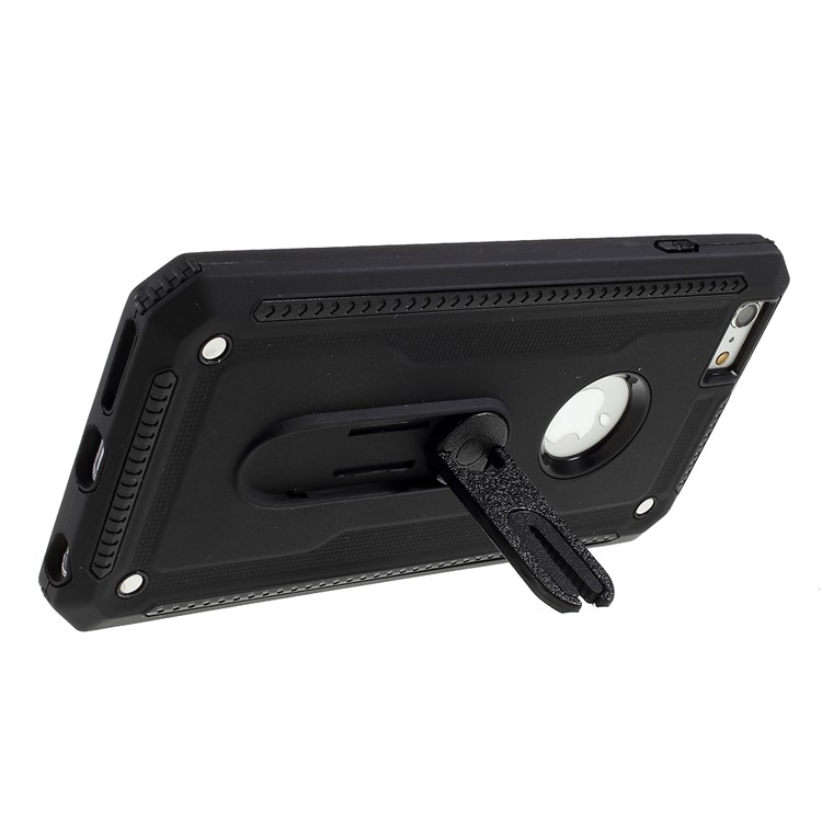 Air Outlet Shockproof Kickstand PC + TPU Cell Phone Cover for iPhone 6/6s 4.7-inch - Black-7