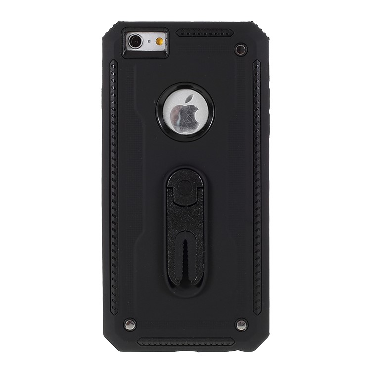 Air Outlet Shockproof Kickstand PC + TPU Cell Phone Cover for iPhone 6/6s 4.7-inch - Black-9