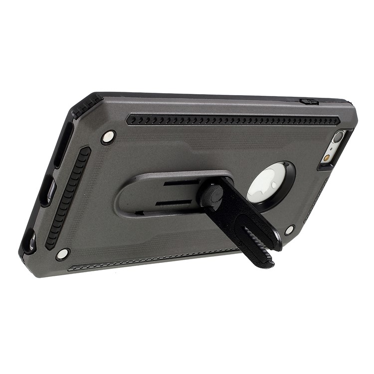 Air Outlet Shockproof Kickstand PC + TPU Cell Phone Cover for iPhone 6/6s 4.7-inch - Grey-4